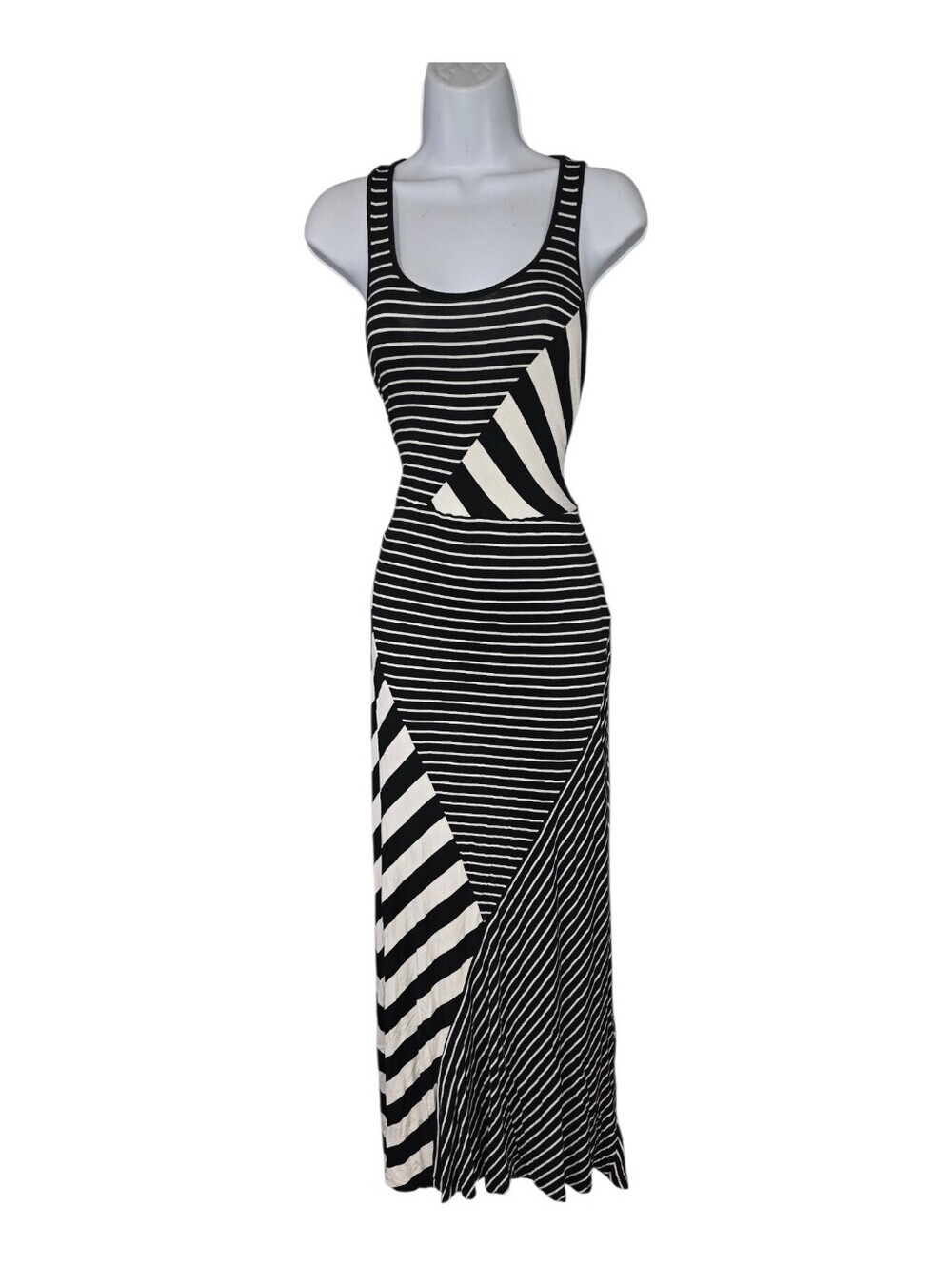 Kensie Black and White Striped Sleeveless Maxi Dress XS/S
